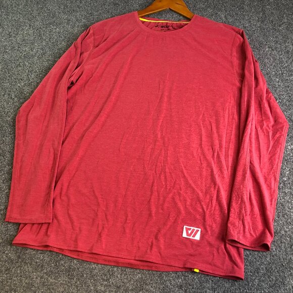 Wolaco Way of Life Long Sleeve Shirt Mens Large Red Performance Running - Picture 1 of 6